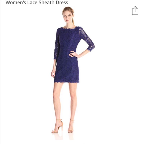NWT Adrianna Papell 3/4 Sleeve Navy Lace Dress 10 - Picture 7 of 8